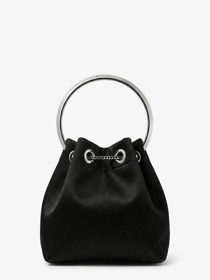 Jimmy Choo Bon Bon satin bucket bag - Blacksilver