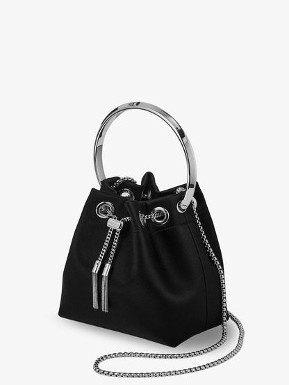 Jimmy Choo Bon Bon satin bucket bag - Blacksilver