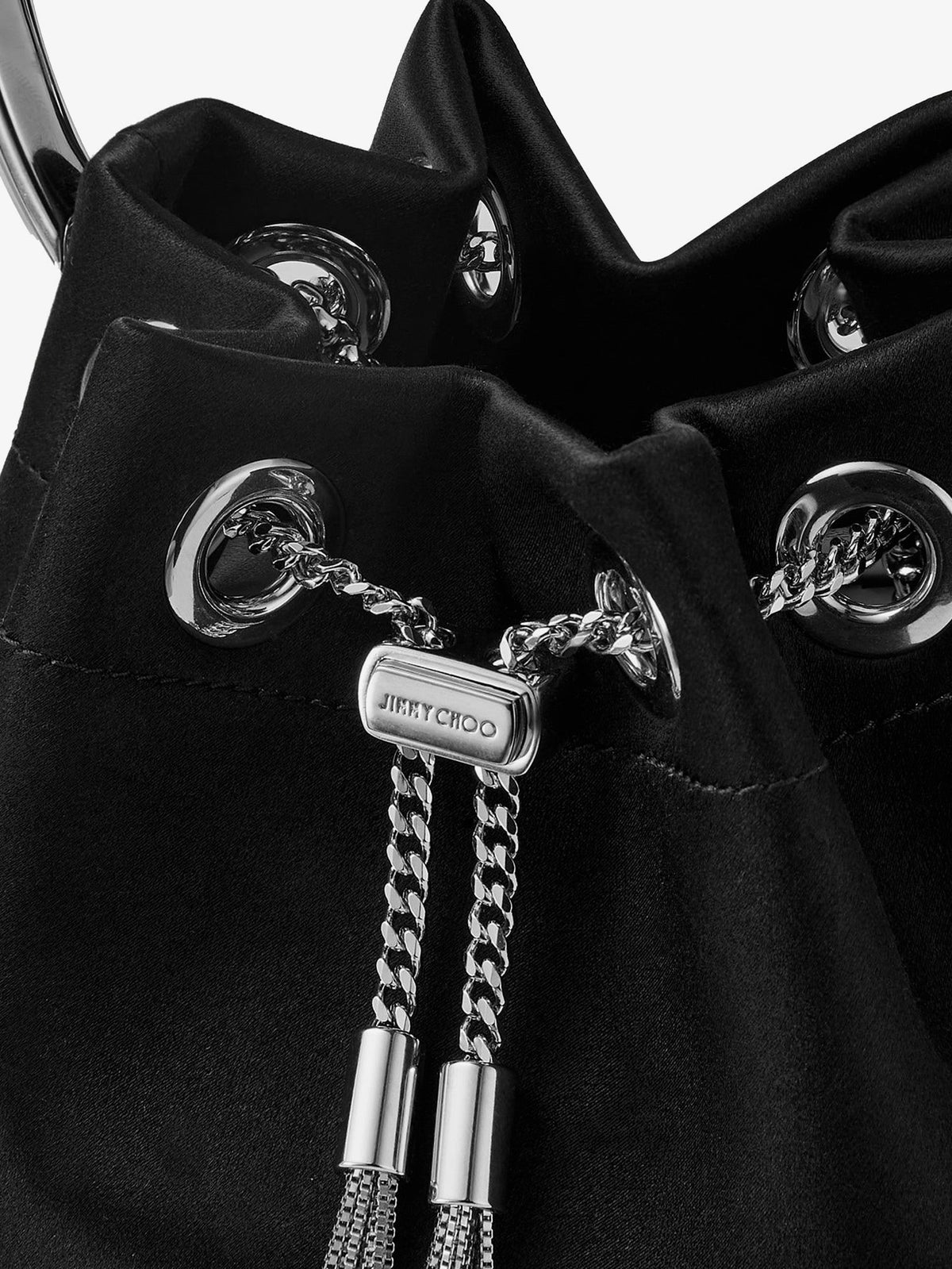 Jimmy Choo Bon Bon satin bucket bag - Blacksilver