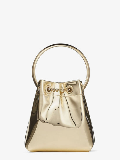 Jimmy Choo Bon Bon Metallic Leather Bucket Bag - Gold