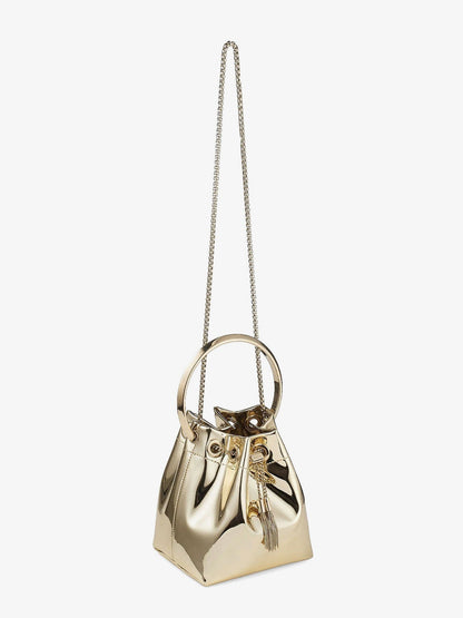 Jimmy Choo Bon Bon Metallic Leather Bucket Bag - Gold
