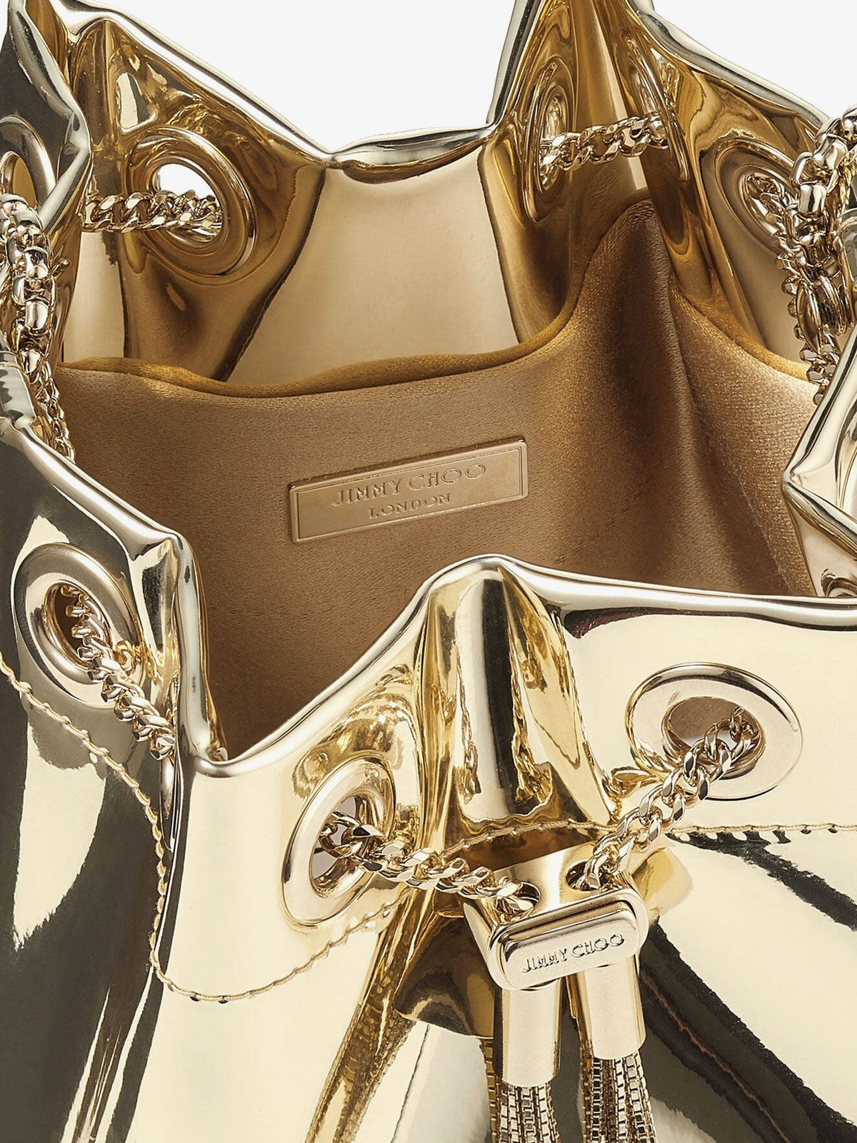 Jimmy Choo Bon Bon Metallic Leather Bucket Bag - Gold