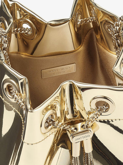 Jimmy Choo Bon Bon Metallic Leather Bucket Bag - Gold