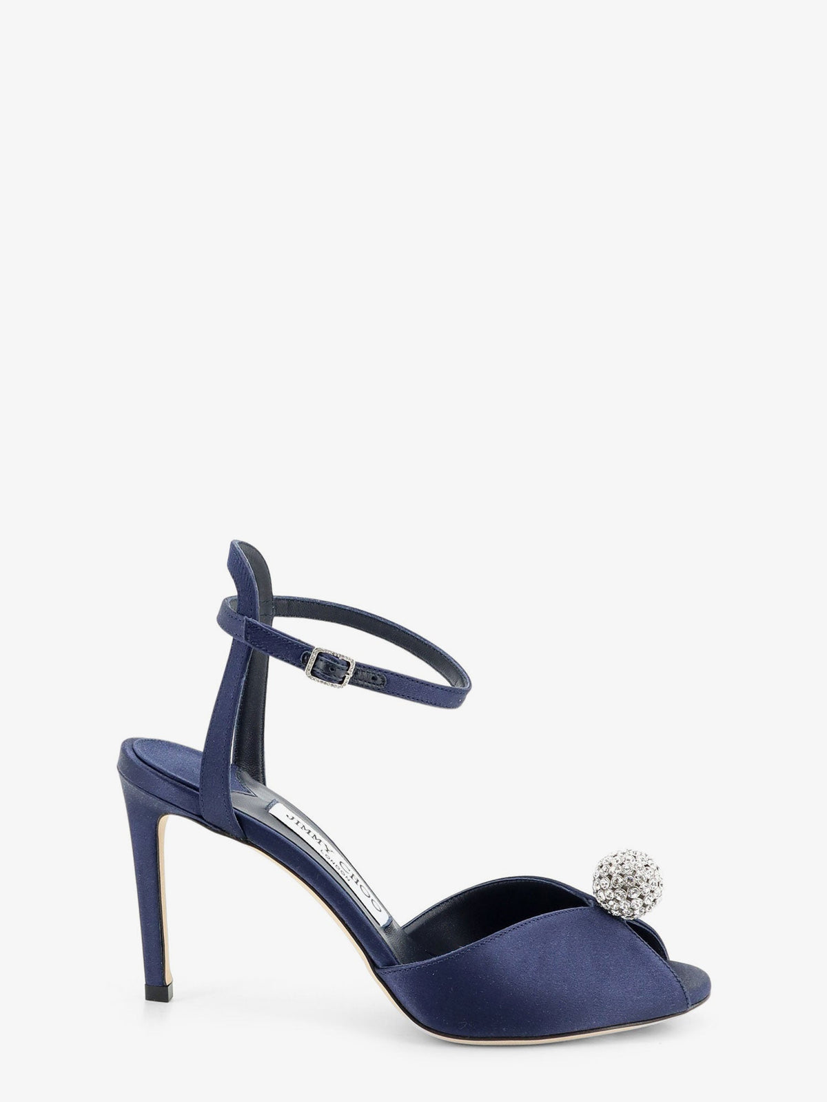 Jimmy Choo Sacora satin sandals with crystal detail - Marinecrystal