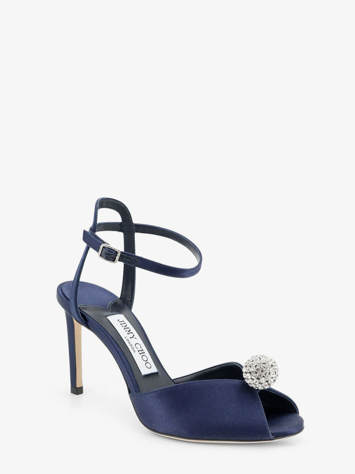 Jimmy Choo Sacora satin sandals with crystal detail - Marinecrystal