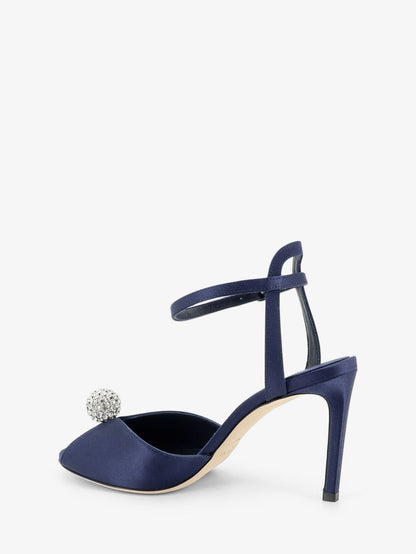 Jimmy Choo Sacora satin sandals with crystal detail - Marinecrystal