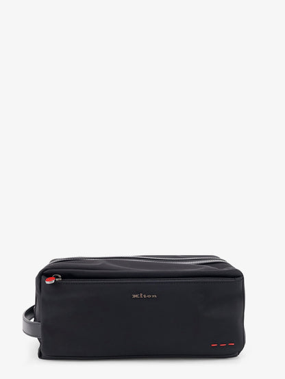Kiton Nylon beauty case with Logo - Nero