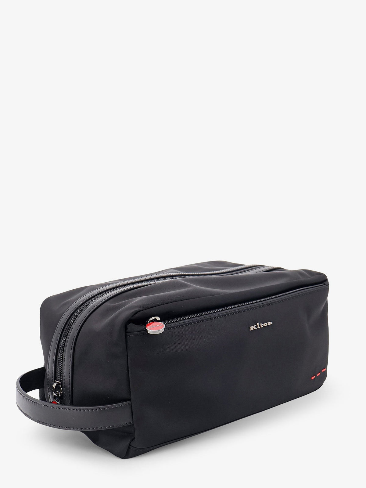 Kiton Nylon beauty case with Logo - Nero
