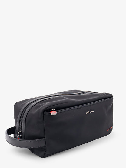 Kiton Nylon beauty case with Logo - Nero