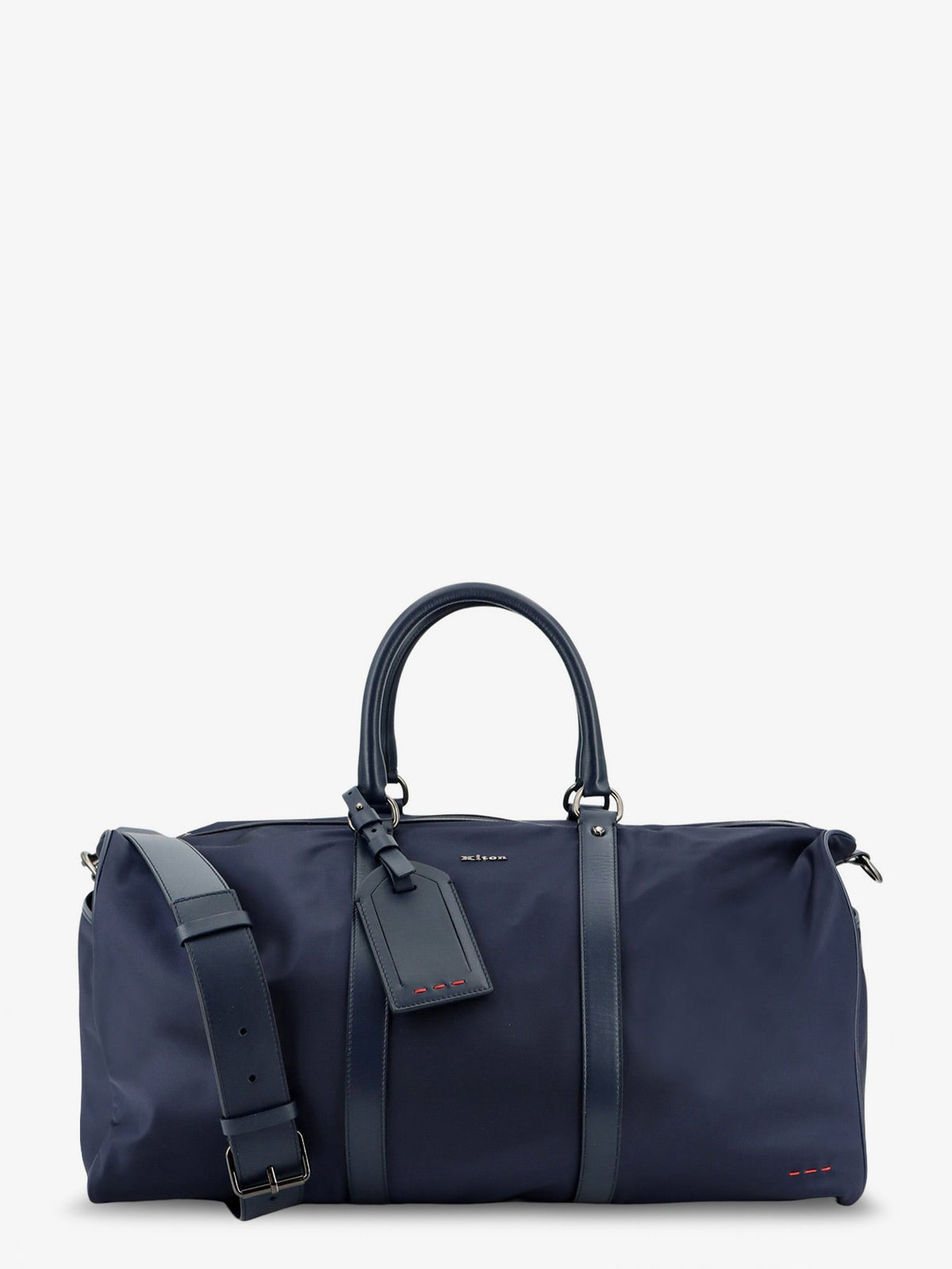 Kiton Nylon travel bag with leather inserts - Blunavy