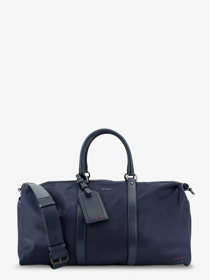 Kiton Nylon travel bag with leather inserts - Blunavy