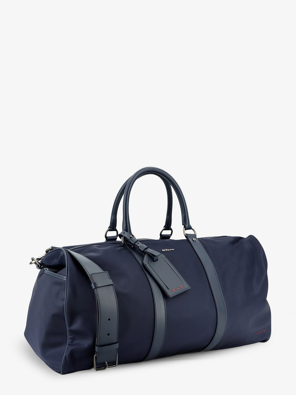 Kiton Nylon travel bag with leather inserts - Blunavy
