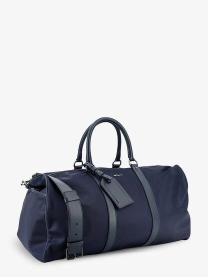 Kiton Nylon travel bag with leather inserts - Blunavy