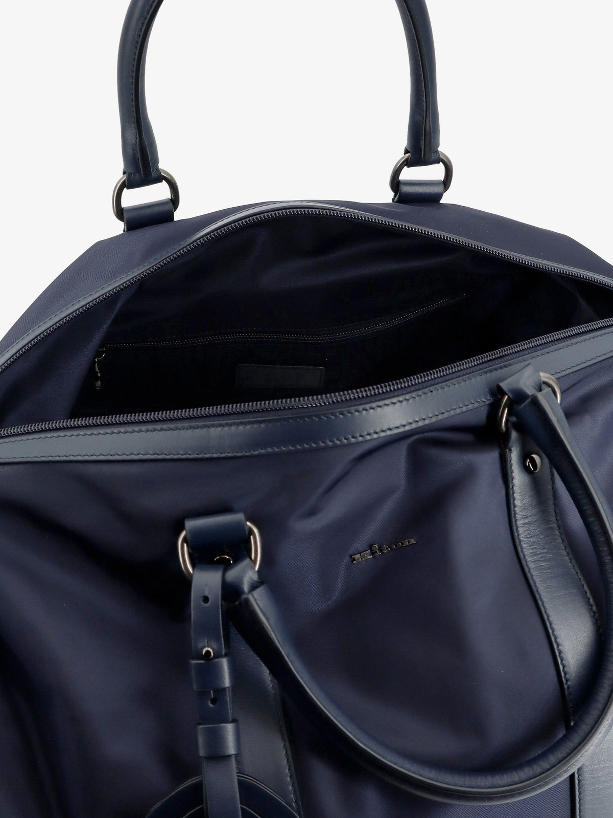 Kiton Nylon travel bag with leather inserts - Blunavy