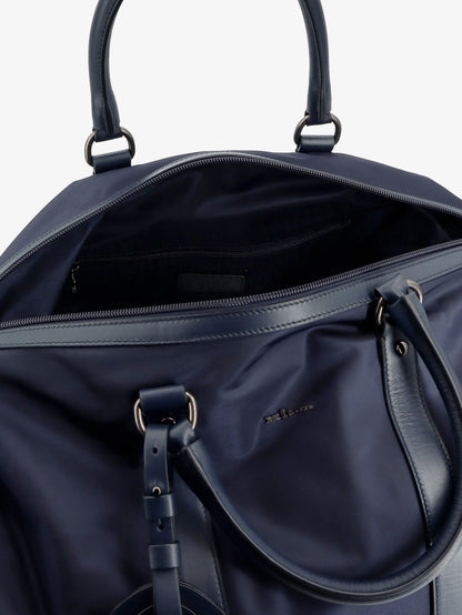 Kiton Nylon travel bag with leather inserts - Blunavy