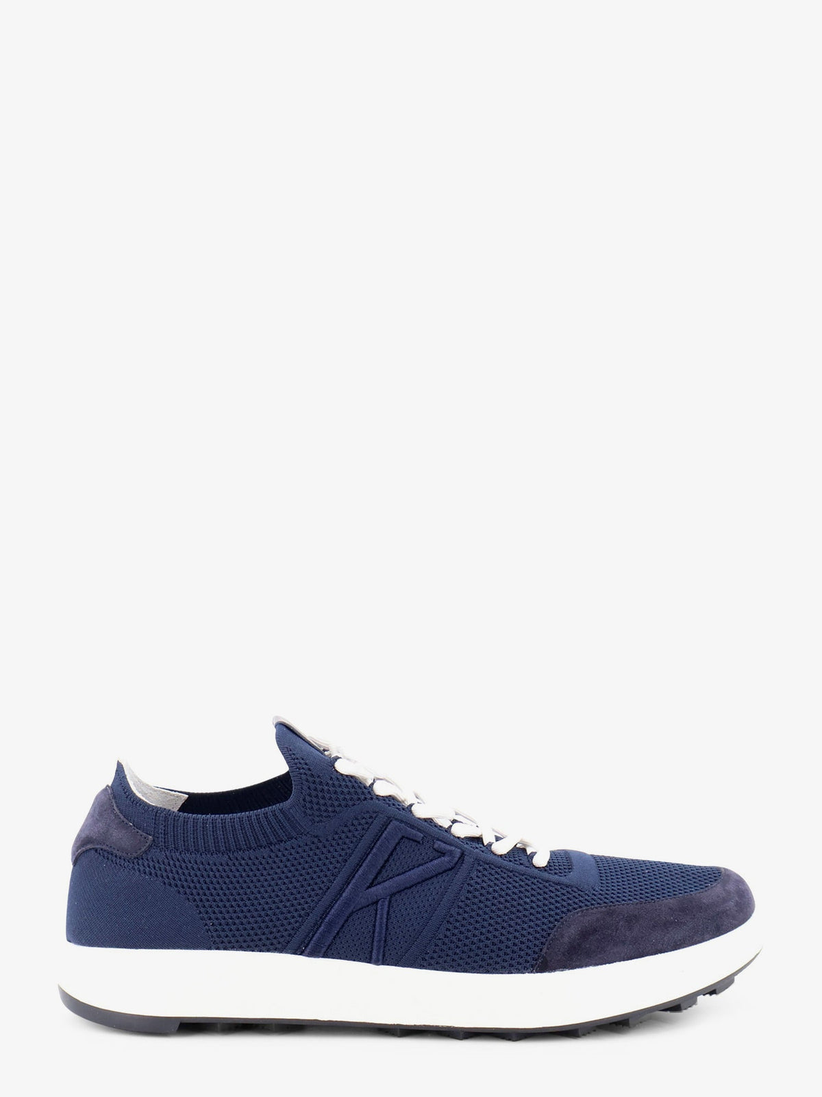 Kiton Knitted fabric sneakers with suede inserts - Blu