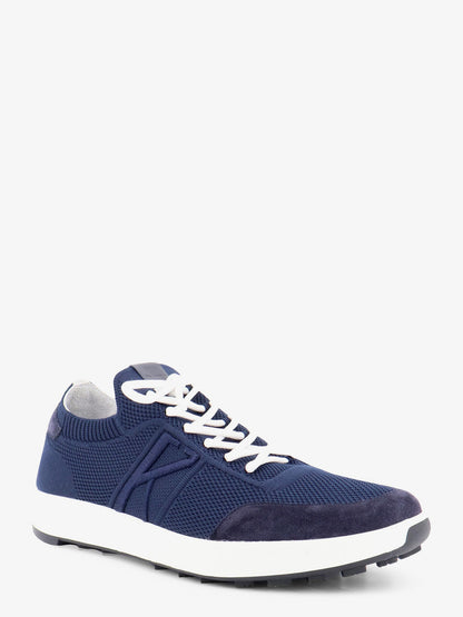 Kiton Knitted fabric sneakers with suede inserts - Blu