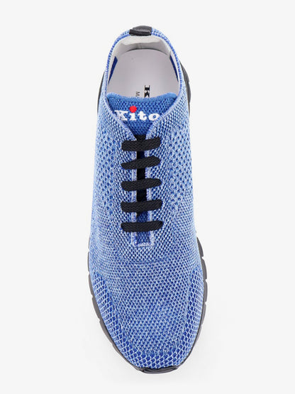 Kiton Knitted fabric sneakers with embroidered logo - Jeans
