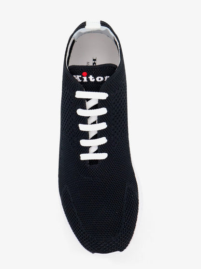 Kiton Knitted fabric sneakers with embroidered logo - Nero