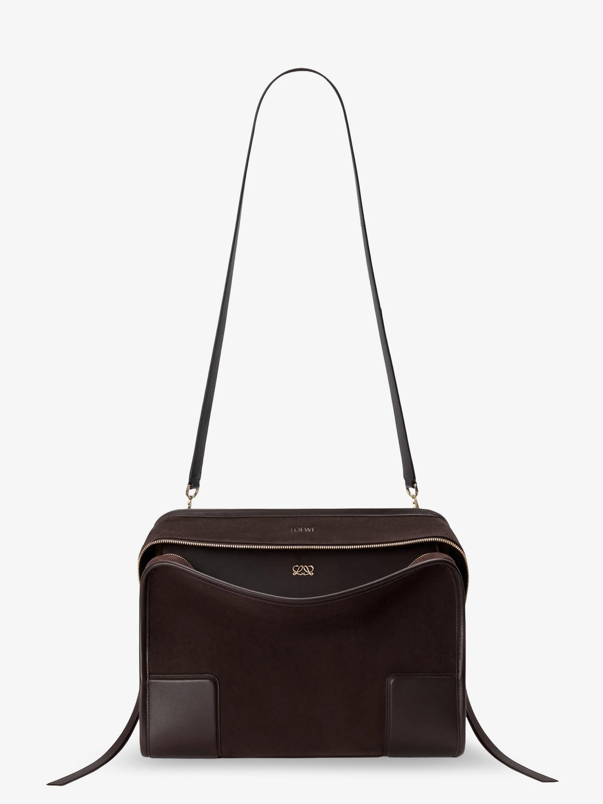 Loewe Amazona 180 Suede Handbag - Dark Chestnut
