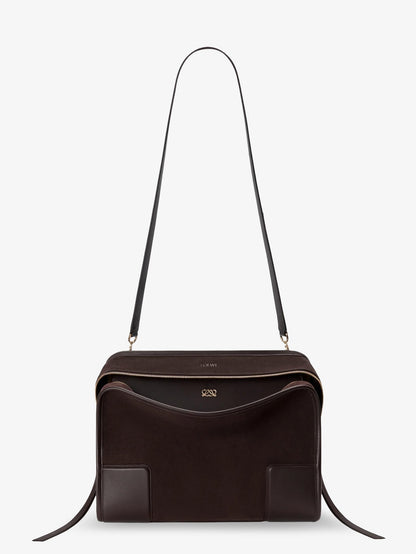 Loewe Amazona 180 Suede Handbag - Dark Chestnut