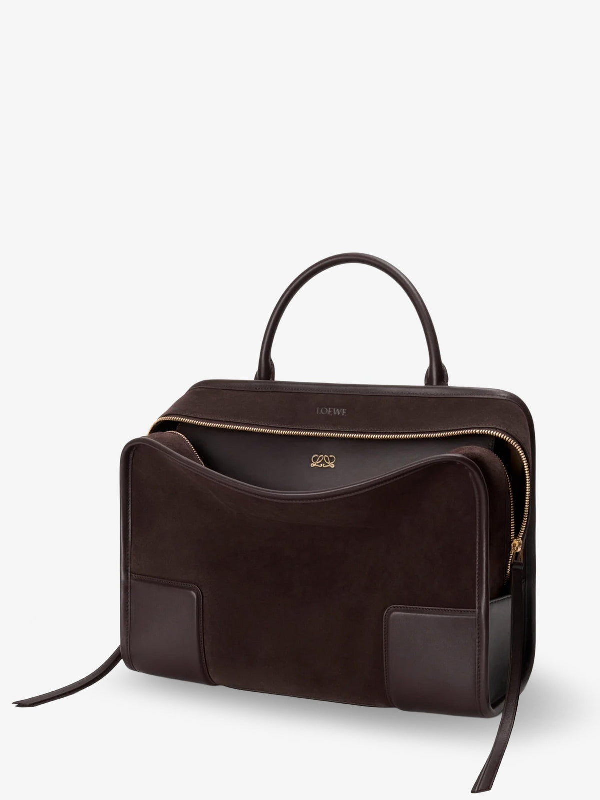 Loewe Amazona 180 Suede Handbag - Dark Chestnut
