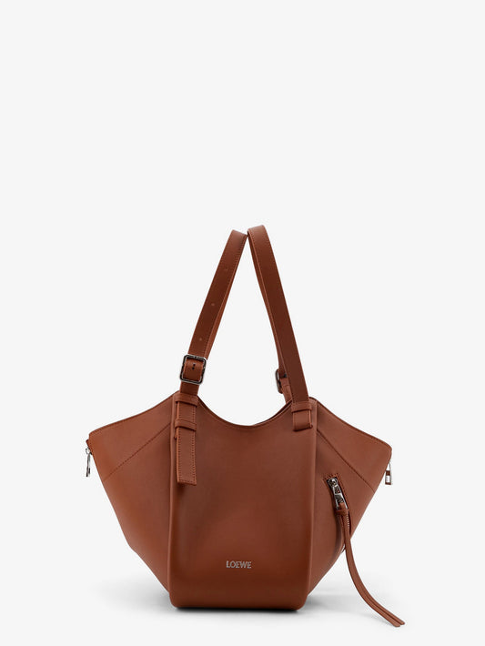 Loewe Hammock Flip leather handbag with front lettering logo - Squirrel