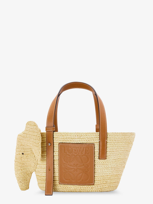 Loewe Elephan rafia and leather handbag - Naturaltan