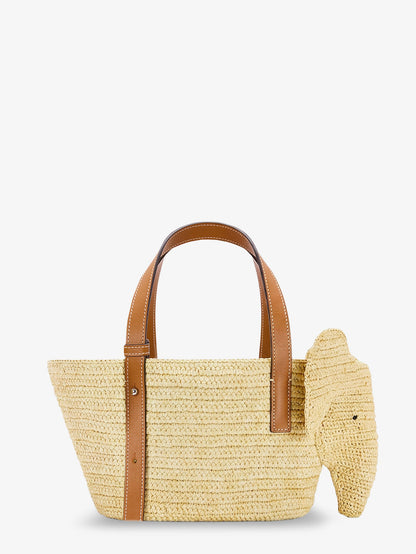 Loewe Elephan rafia and leather handbag - Naturaltan