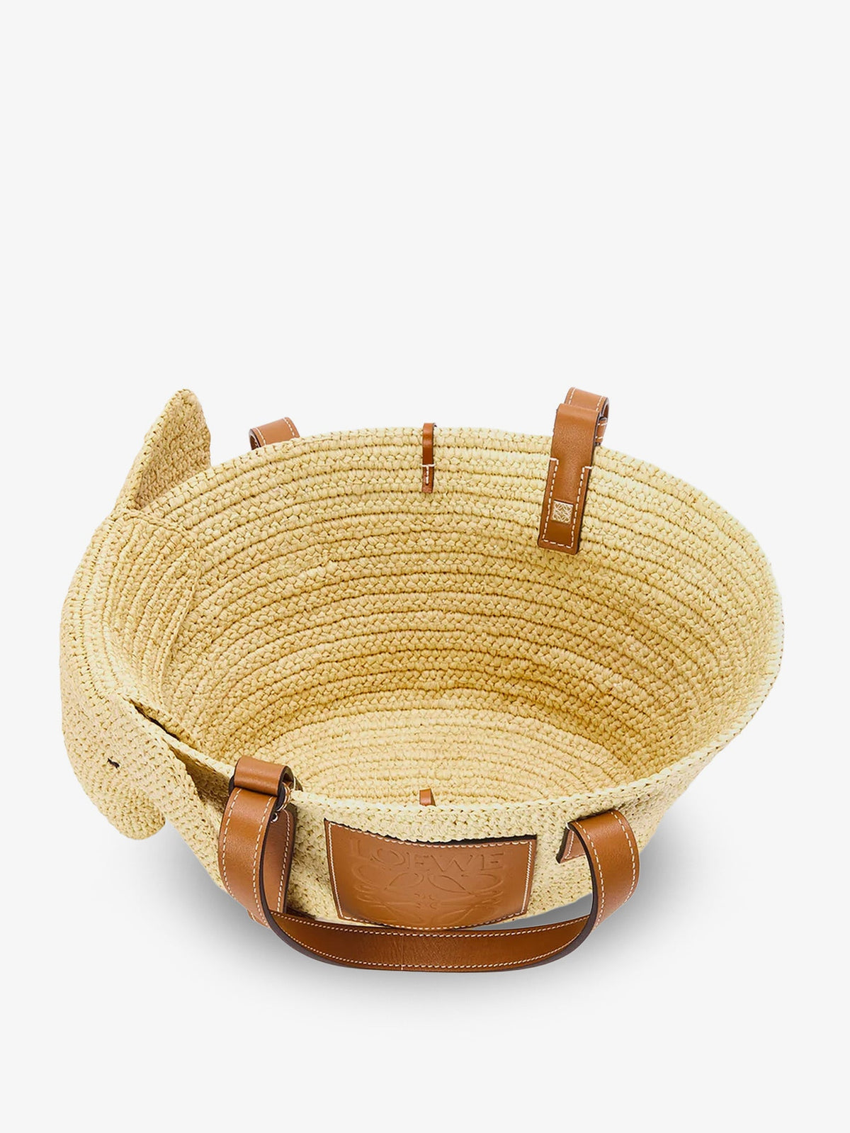 Loewe Elephan rafia and leather handbag - Naturaltan