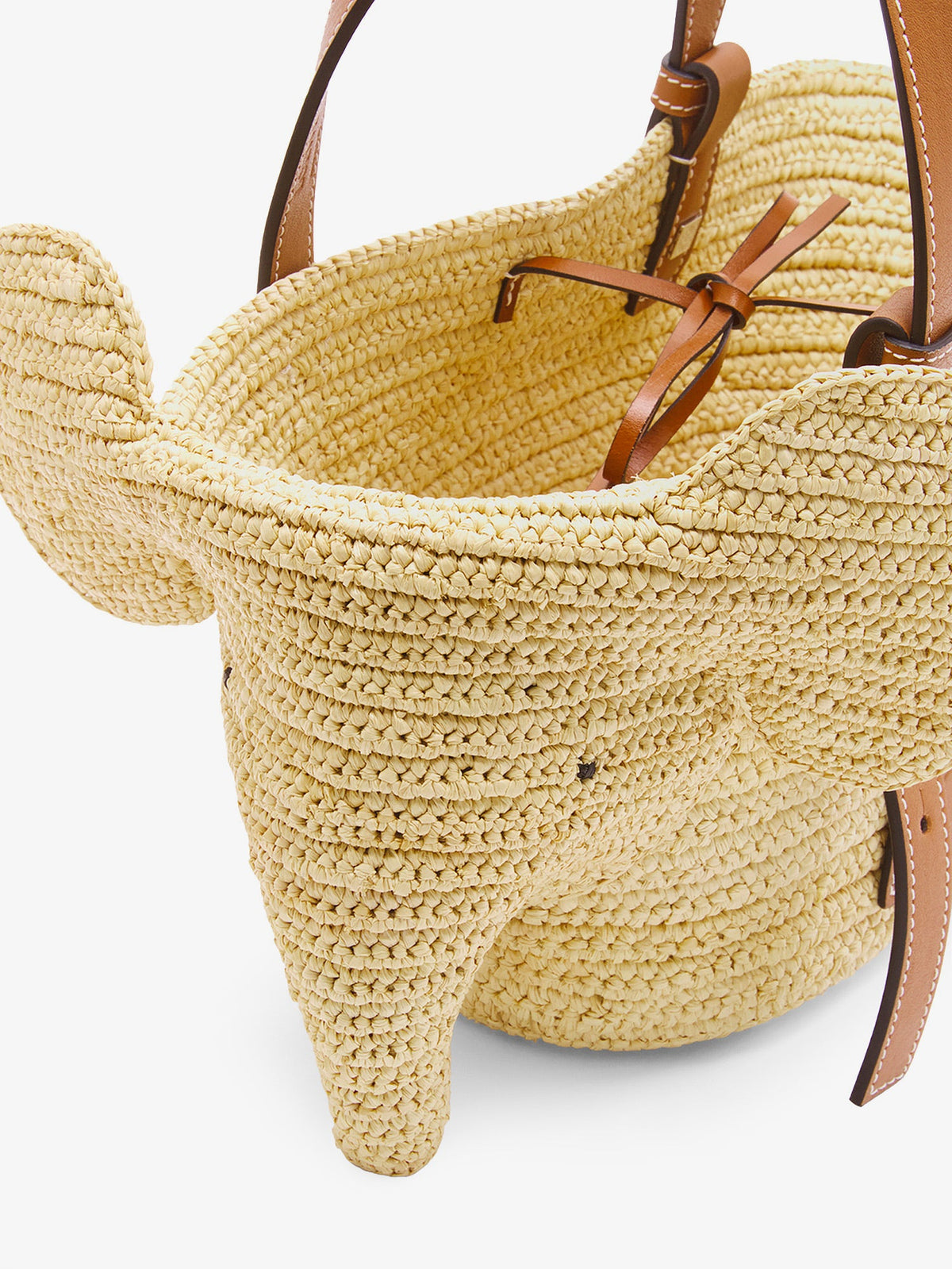 Loewe Elephan rafia and leather handbag - Naturaltan