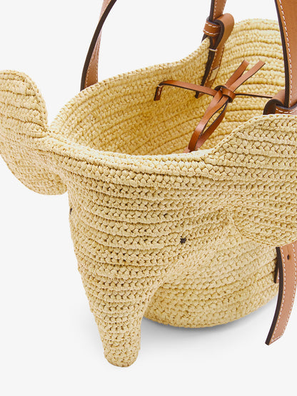 Loewe Elephan rafia and leather handbag - Naturaltan