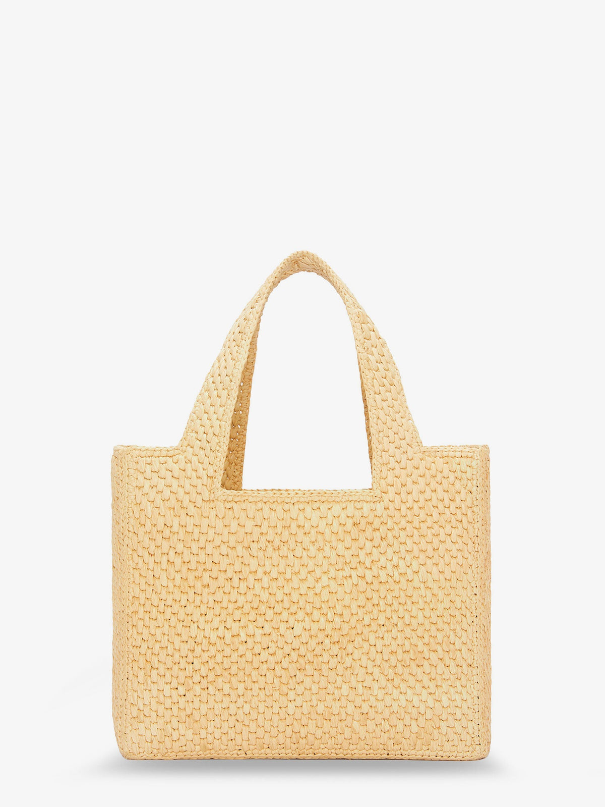Loewe Paula's Ibiza -Small Loewe Font raffia handbag with embroidered logo on the front - Natural