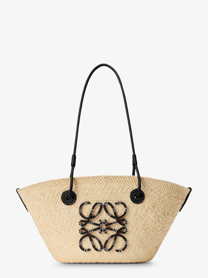 Loewe Paula's Ibiza-Anagram palm leaves and leather shoulder bag - Naturalblack
