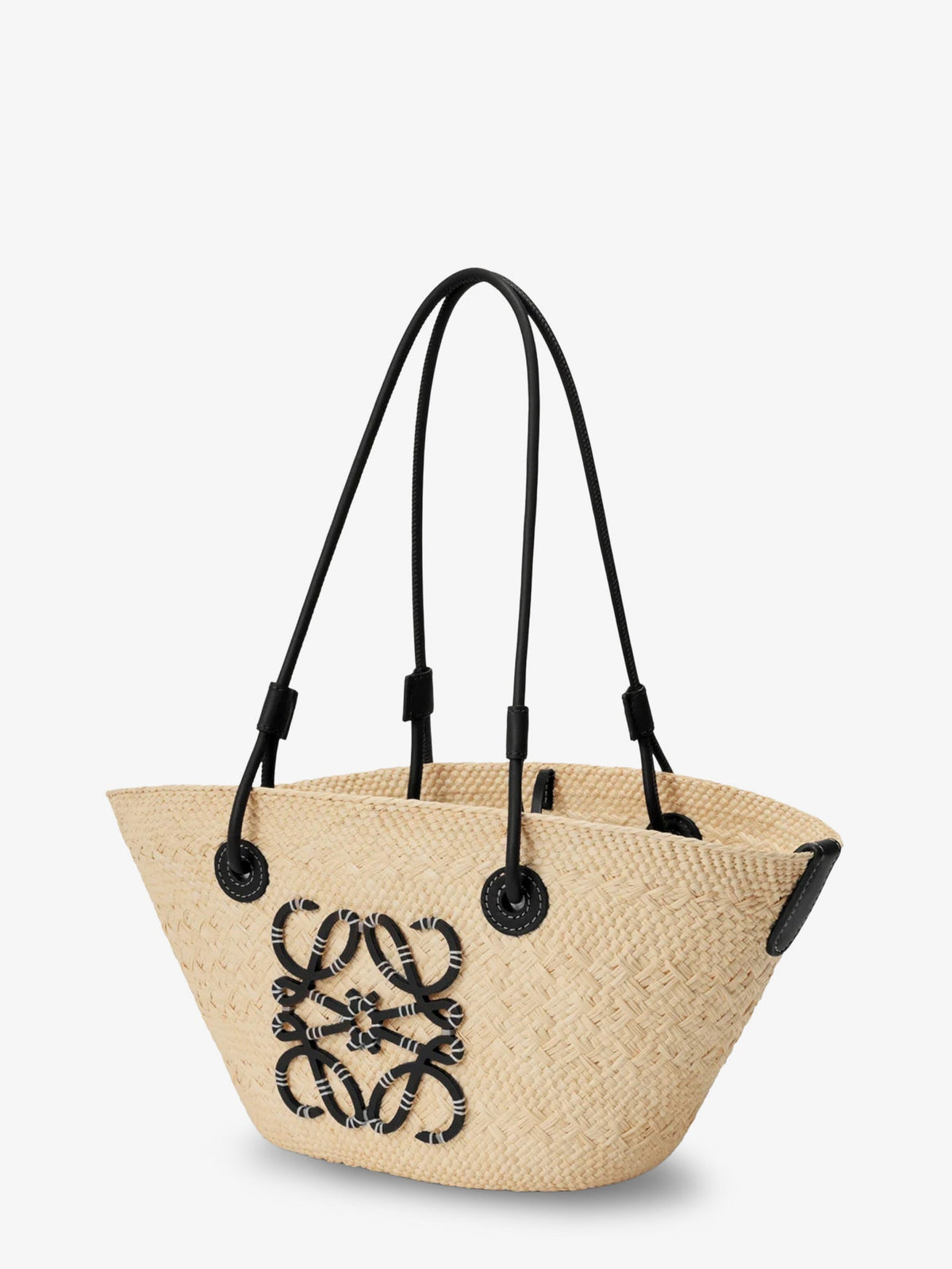 Loewe Paula's Ibiza-Anagram palm leaves and leather shoulder bag - Naturalblack