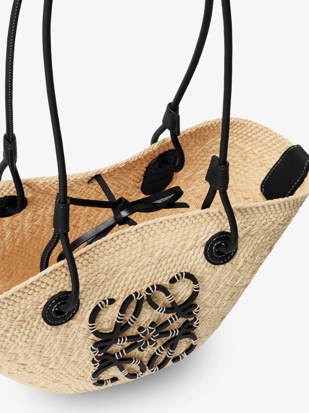 Loewe Paula's Ibiza-Anagram palm leaves and leather shoulder bag - Naturalblack