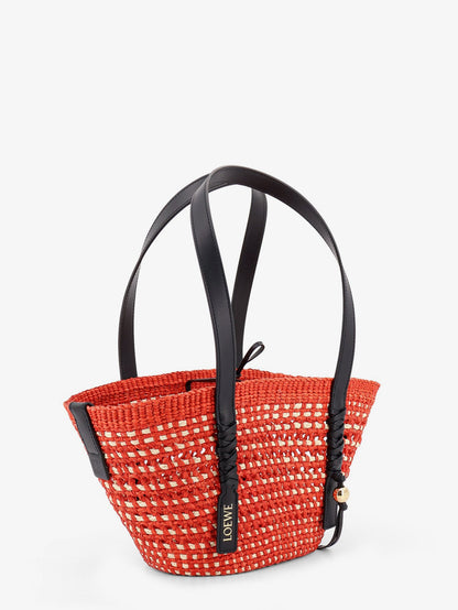 Loewe Paula's Ibiza -Braid Basket Small Small Iraca Palm Leaf Shoulder Bag - Rednatural