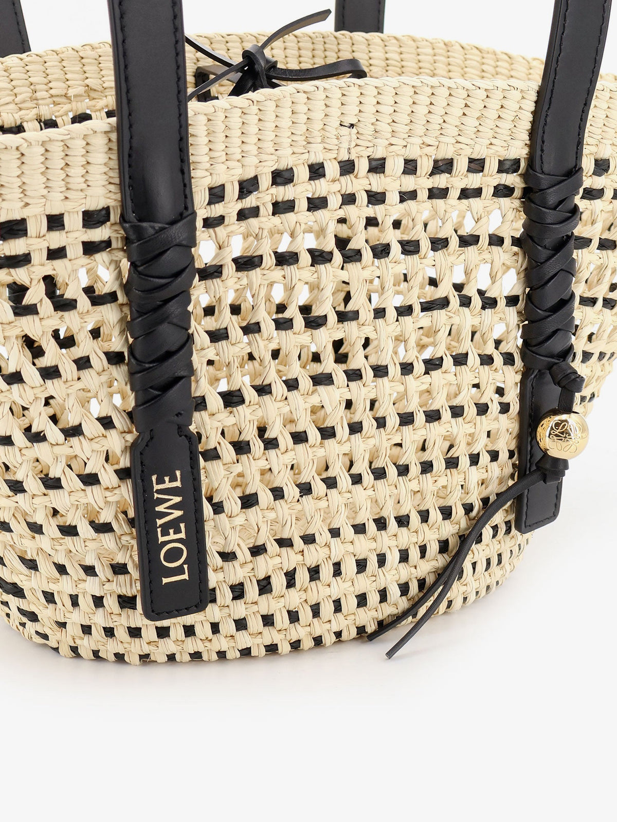 Loewe Paula's Ibiza -Braid Basket Small Iraca Palm Leaf Shoulder Bag - Naturalblack
