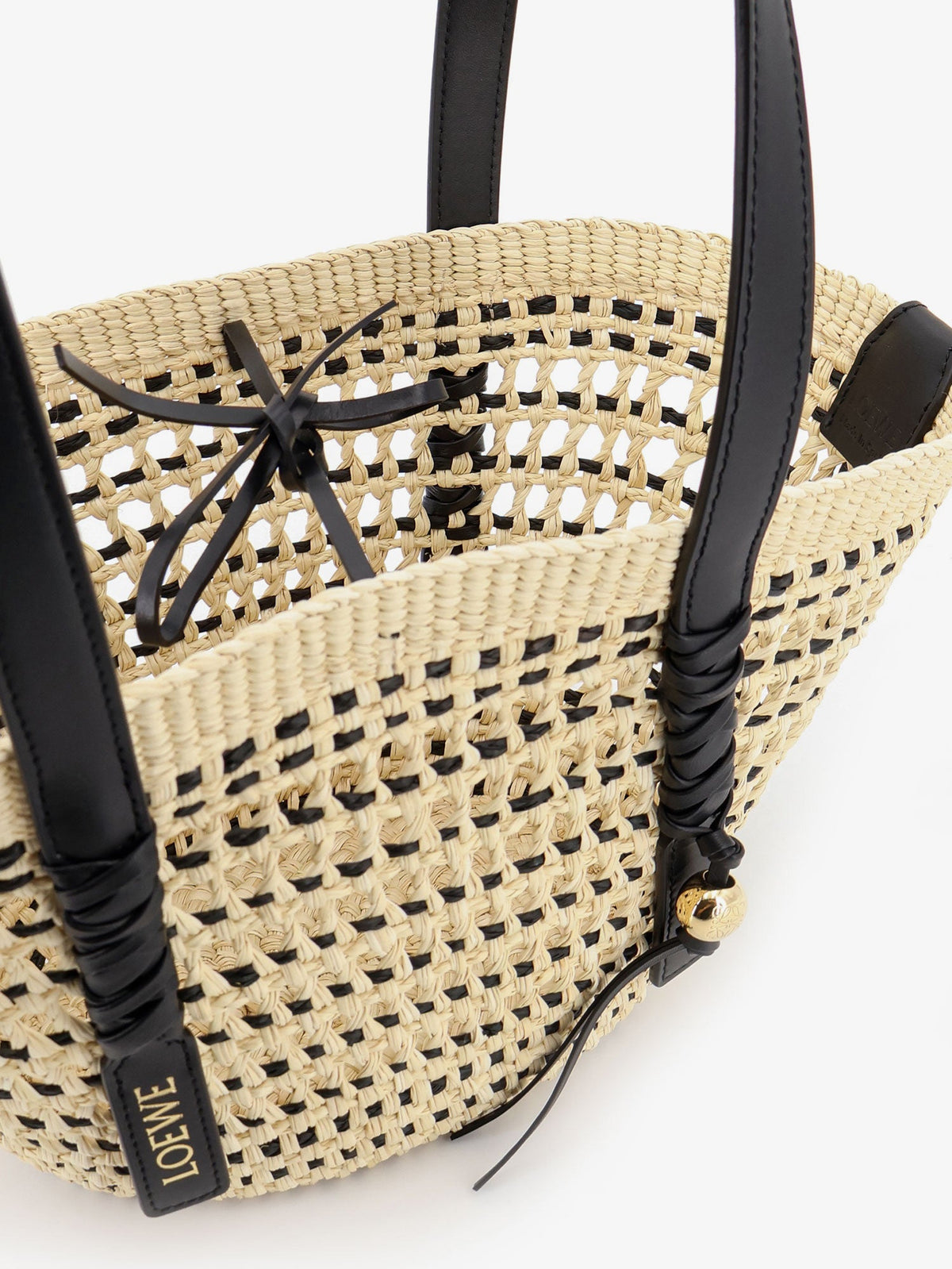 Loewe Paula's Ibiza -Braid Basket Small Iraca Palm Leaf Shoulder Bag - Naturalblack