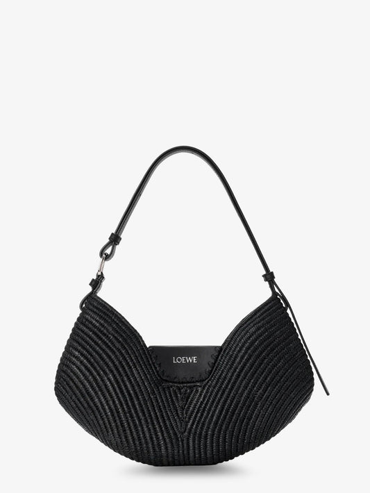 Loewe Paula's Ibiza-Swing raffia and leather shoulder bag - Black