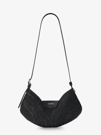 Loewe Paula's Ibiza-Swing raffia and leather shoulder bag - Black