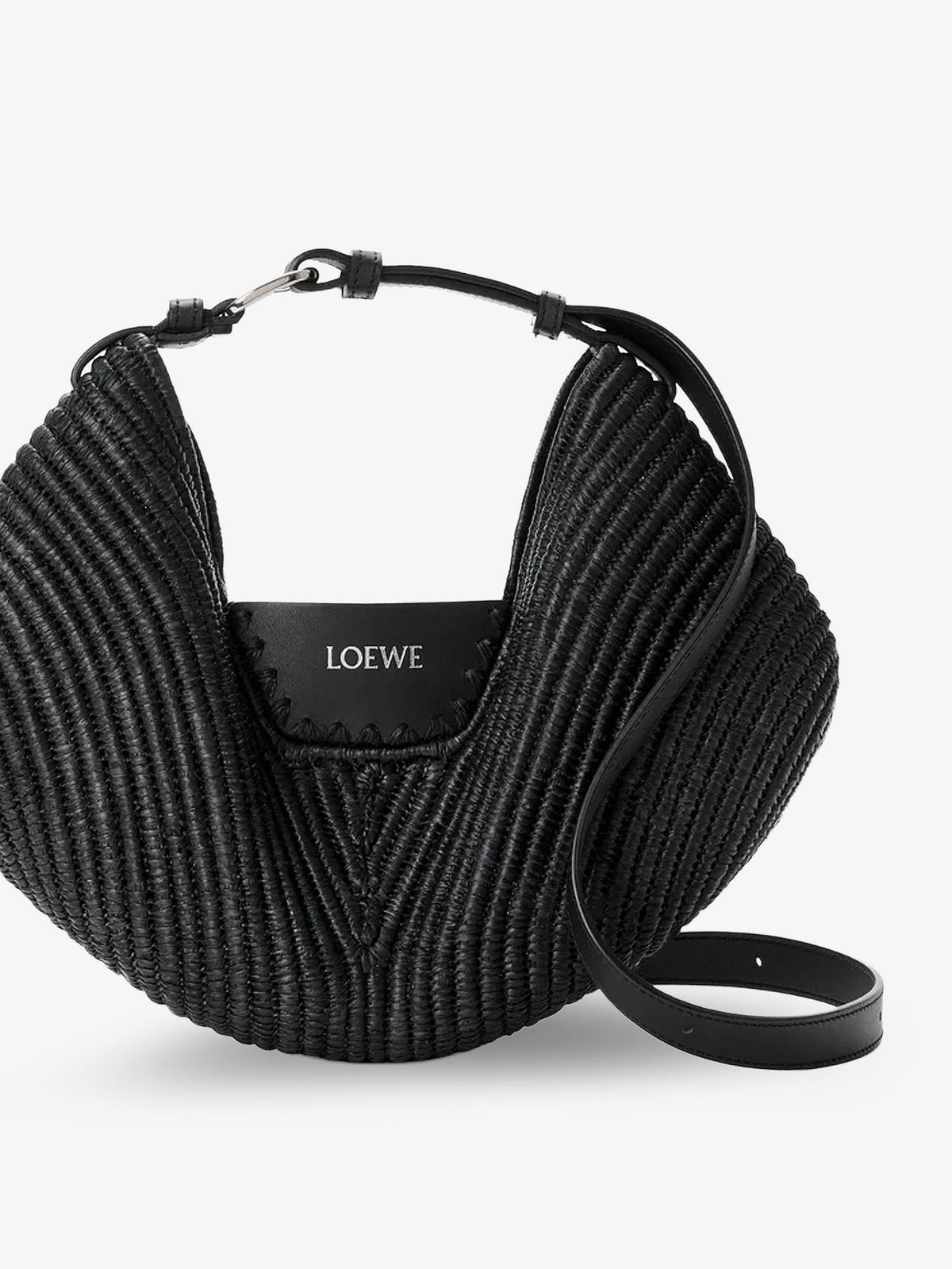 Loewe Paula's Ibiza-Swing raffia and leather shoulder bag - Black