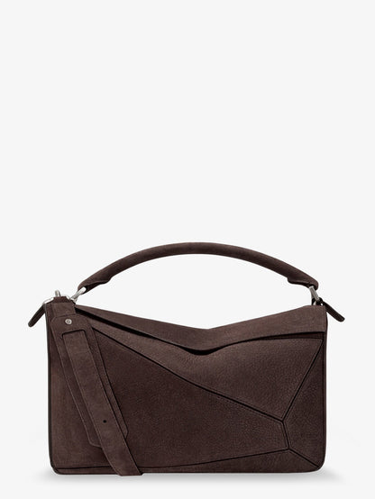 Loewe Puzzle Large nubuck bag - Dark Chestnut