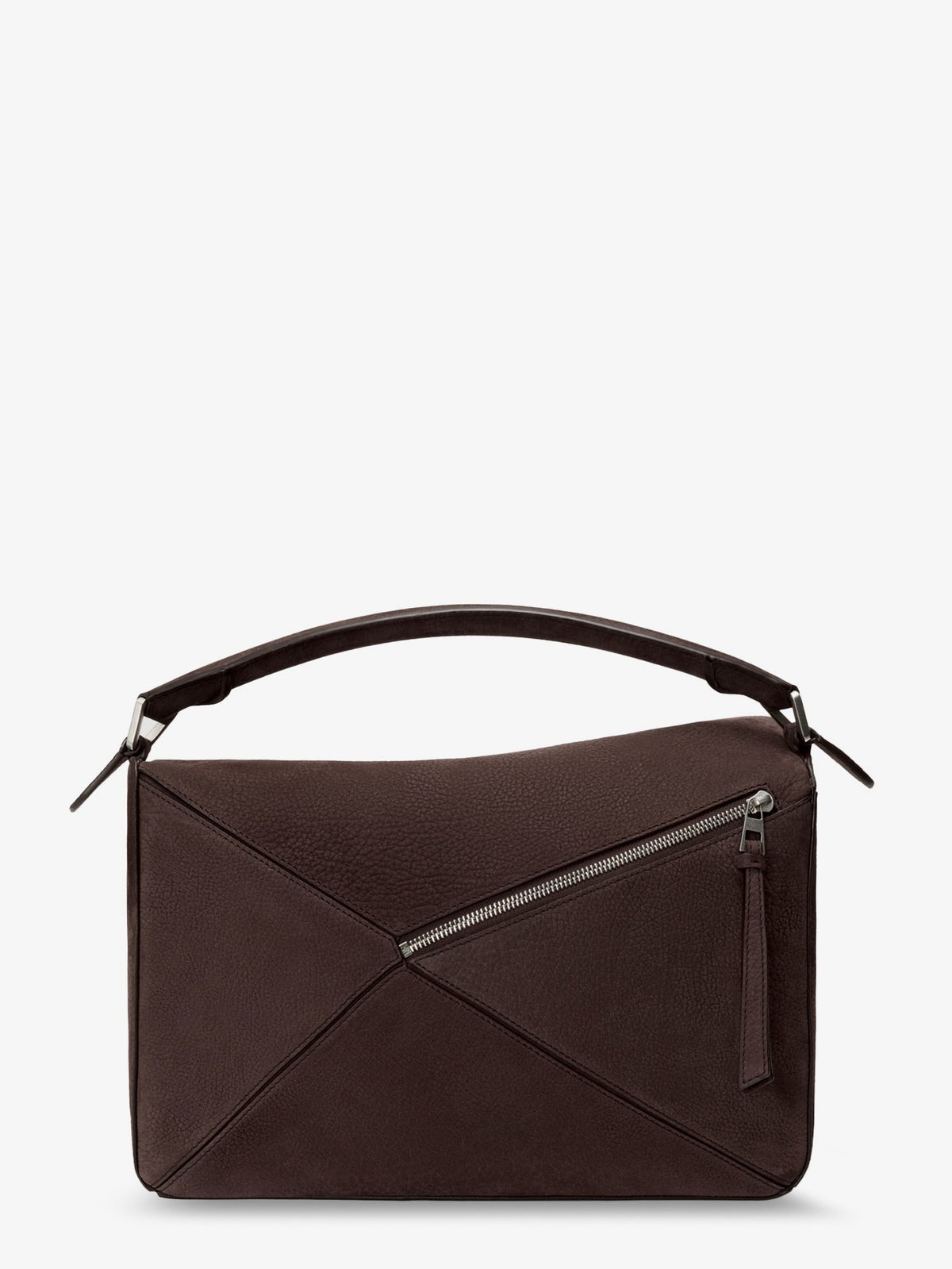 Loewe Puzzle Large nubuck bag - Dark Chestnut