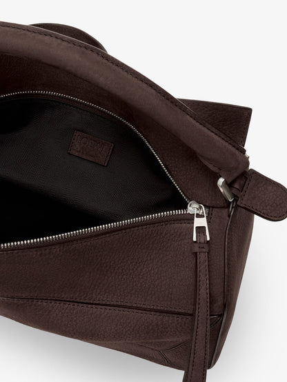 Loewe Puzzle Large nubuck bag - Dark Chestnut