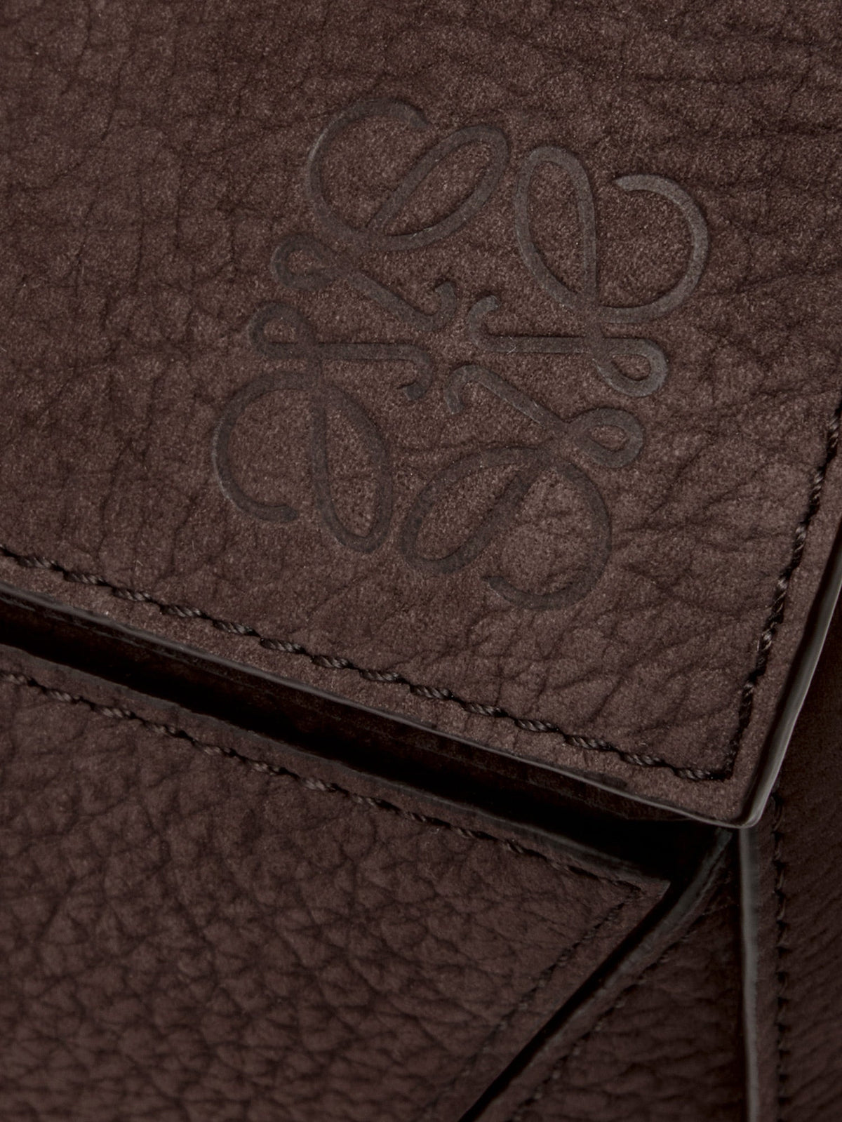 Loewe Puzzle Large nubuck bag - Dark Chestnut