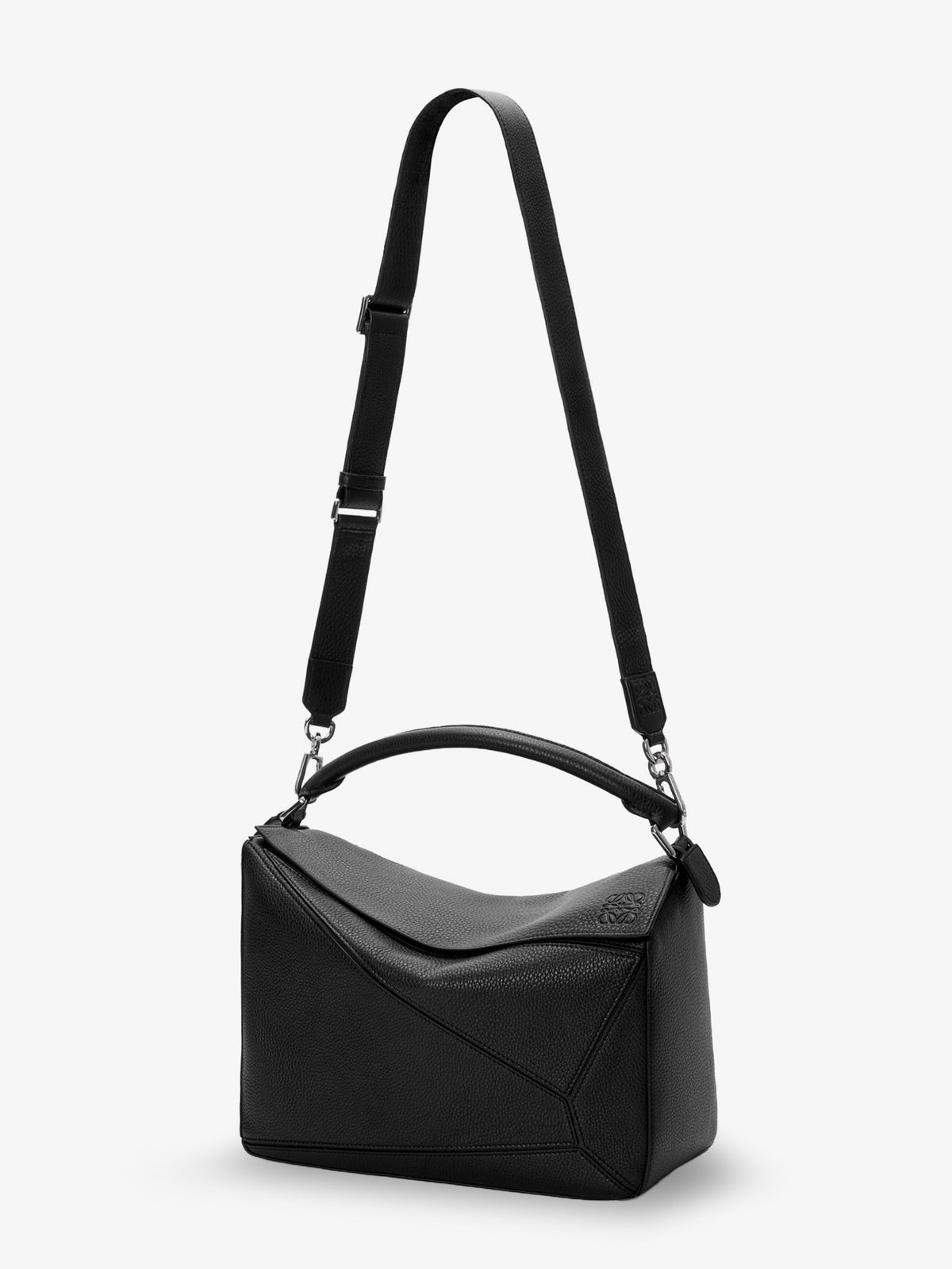Loewe Puzzle Large textured leather handbag - Black