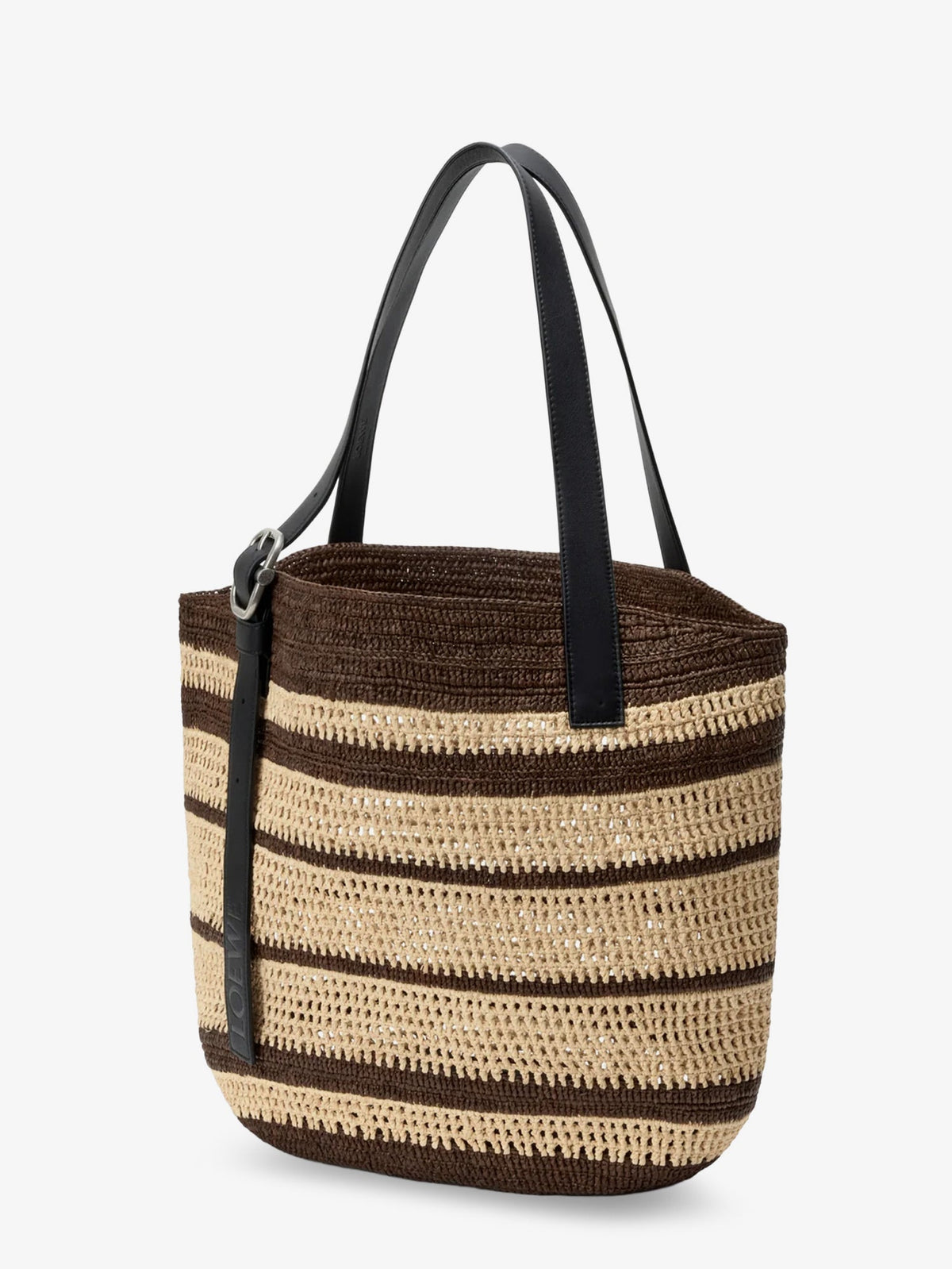 Loewe Paula's Ibiza Two-Tone Raffia Loop Shopping Bag - Chocolatenatural