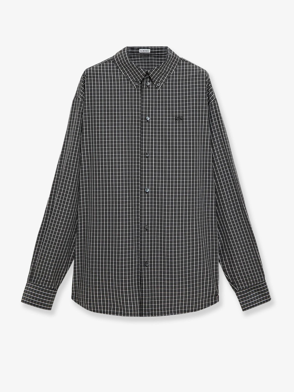 Loewe Technical cotton shirt with all-over check pattern - Black/White