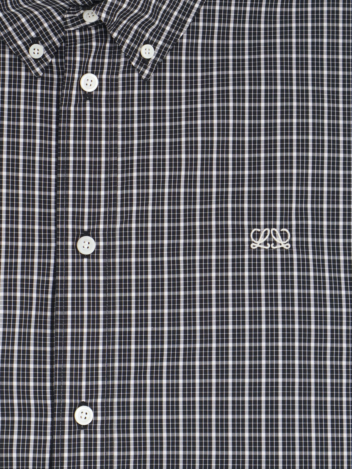 Loewe Technical cotton shirt with all-over check pattern - Black/White